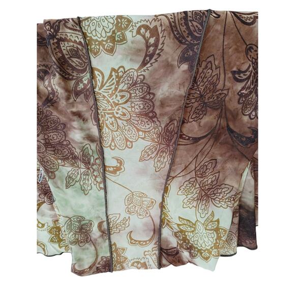 Sami Jo Vintage Shift Dress Short Sleeve Pleated Floral Brown Green Womens 1X - Picture 7 of 7